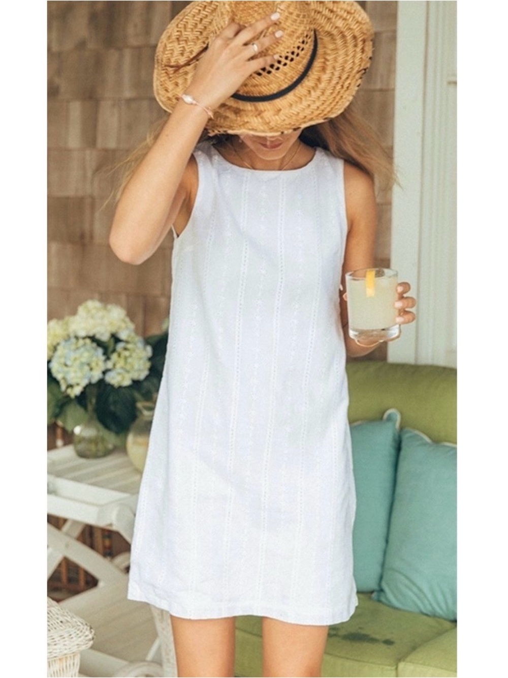 Kiel James Patrick White Eyelet Cotton Endless Summer Sleeveless Mini Dress XS